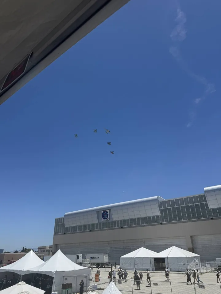 Aircraft in formation over the base