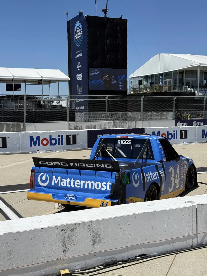 The No. 34 truck in its pit stall