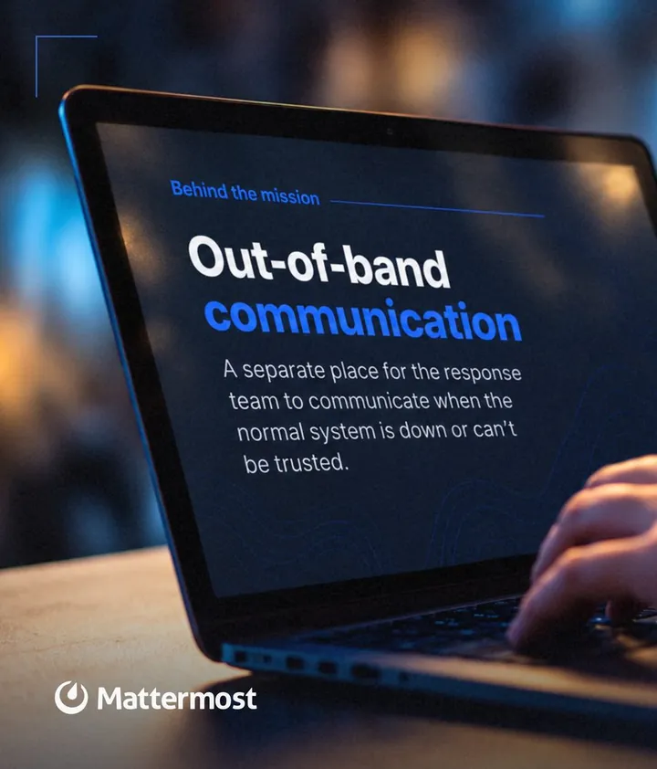 Behind the Mission static defining out-of-band communication on a laptop screen